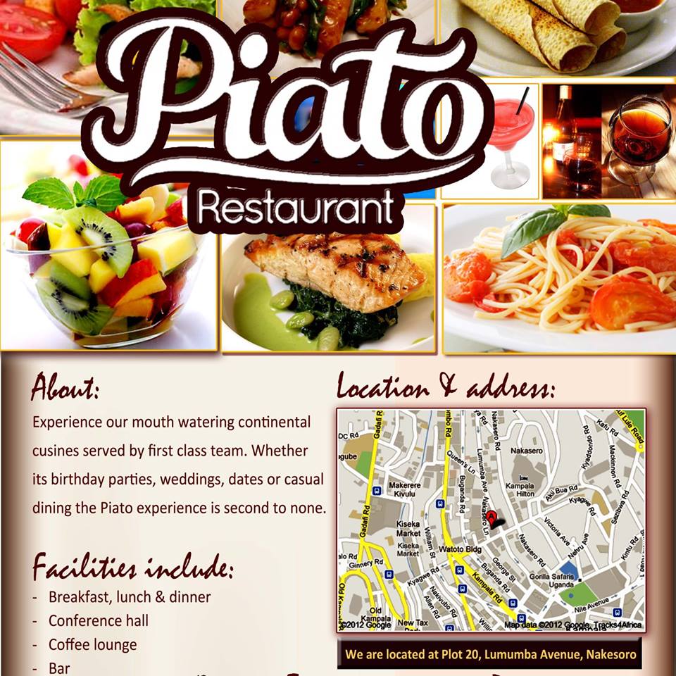 Piato Restaurant Lumumba Avenue Nakasero Kampala Uganda, Good food in Kampala, Food & Drink, Top Bar, Top Restaurant, Lounge, Top Bar and Lounge, Cool night out, Beer, Wine, Spirits, Cocktail bar, Sports Bar, Amazing Beer prices, Cheap Beer, Great Place to Drink after work, Gins and local beers, Grilled food and wood-fired pizzas, Chatting and Drinking, Chilling with friends and mates, Date night, Eating and Drinking, Private parties, Drinking and Dancing, Cocktail Bar, Lounge Bar, Party Bar, Kampala Pub, Cool DJs, Lively Music, Great Beer Drink Out, Tasteful Delicious food in Kampala, Amazing Drinking Venue in Kampala Uganda, Ugabox