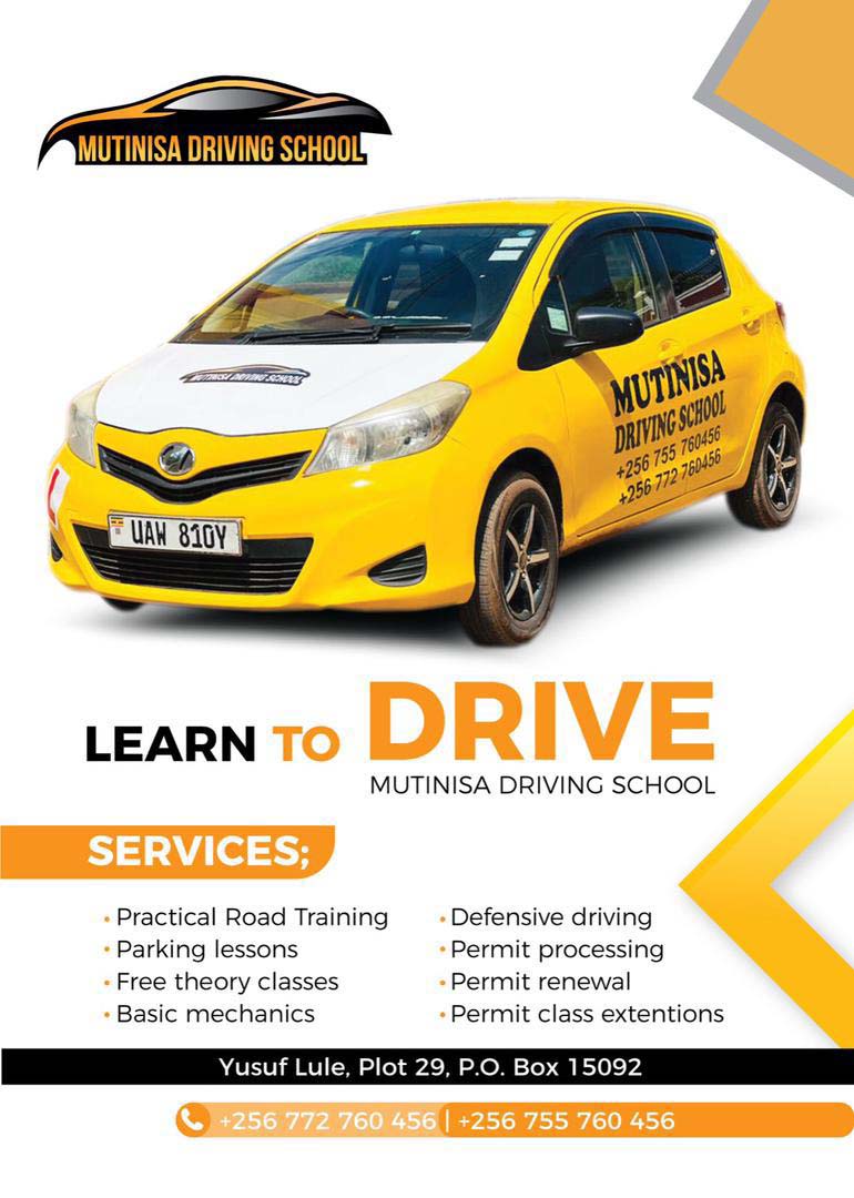 Mutinisa Motors Uganda. Top Driving School in Kampala Uganda. Services: Practical Road Training, Defensive Driving, Parking Lessons, Permit processing, Free Theory Classes, Driving Licence/Permit Renewal, Basic Mechanics, Permit Class Extentions In Uganda, Ugabox