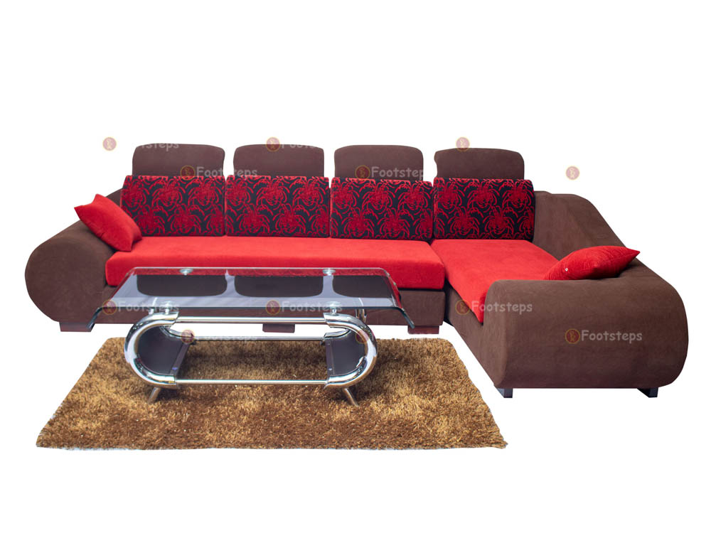 Brown Red L-Shaped Sofa Set | Sofa Sets for Sale in Kampala Uganda. Other Furniture Services: Bedroom Furniture, Hotel Furniture, Home Furniture, Office Furniture in Uganda, Furniture Shop in Kampala Uganda. Footsteps Furniture Company Uganda, Ugabox