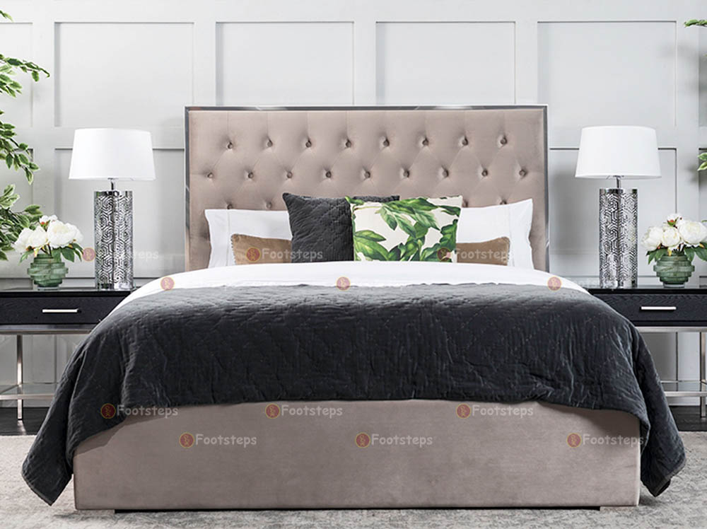 Grey Upholstered Bed for Sale in Kampala Uganda, Bedroom Furniture, Hotel Furniture, Home Furniture, Office Furniture in Uganda, Home Furniture Shop in Kampala Uganda. Footsteps Furniture Company Uganda, Ugabox