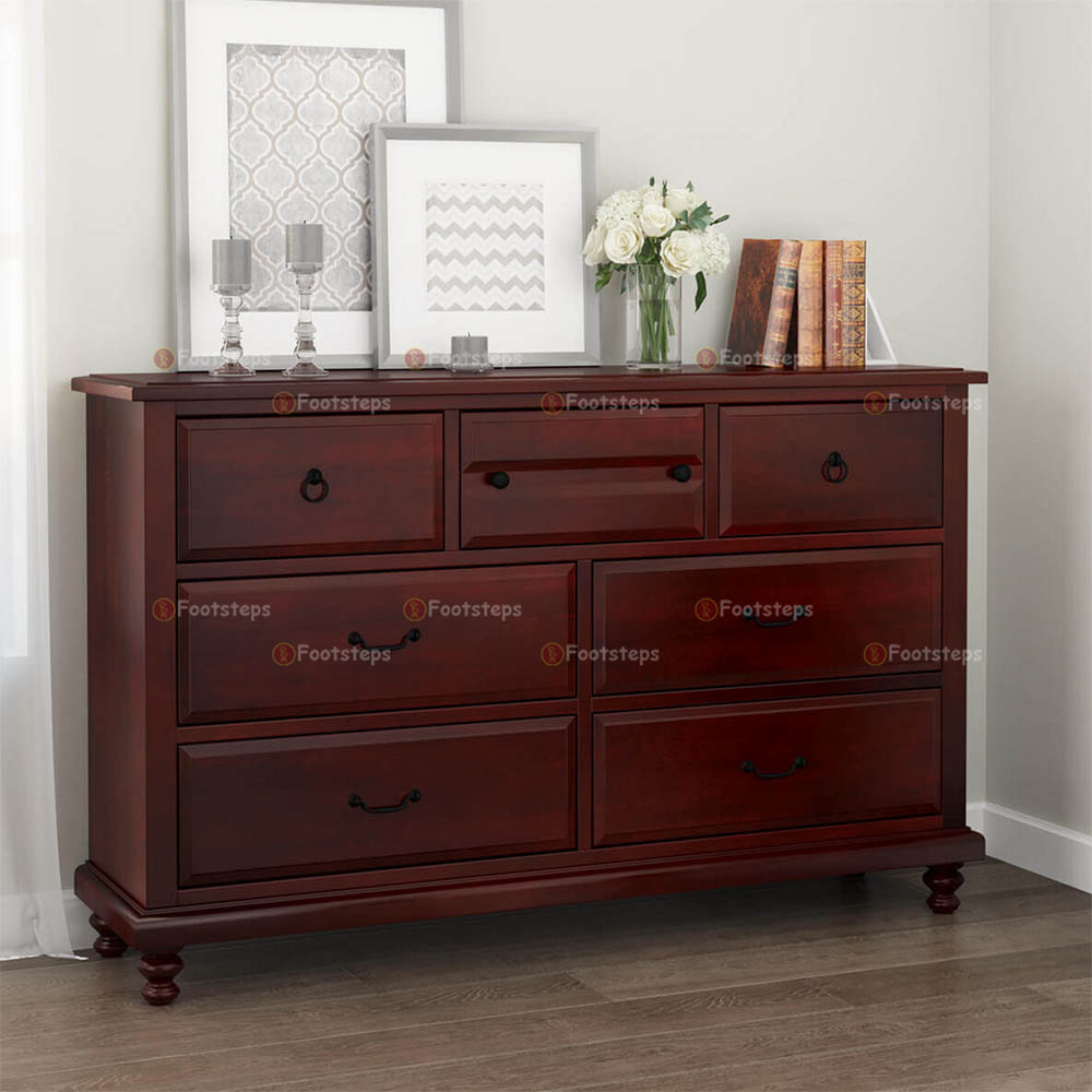 Iowa Traditional Style Mahogany Wood 7 Drawer Dresser for Sale in Kampala Uganda, Bedroom Furniture, Hotel Furniture, Home Furniture, Office Furniture in Uganda, Home Furniture Shop in Kampala Uganda. Footsteps Furniture Company Uganda, Ugabox