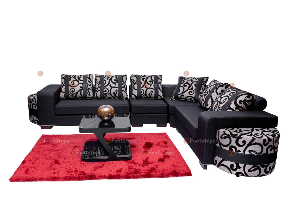L-Shaped Sofa Set Black | Sofa Sets for Sale in Kampala Uganda. Other Furniture Services: Bedroom Furniture, Hotel Furniture, Home Furniture, Office Furniture in Uganda, Furniture Shop in Kampala Uganda. Footsteps Furniture Company Uganda, Ugabox