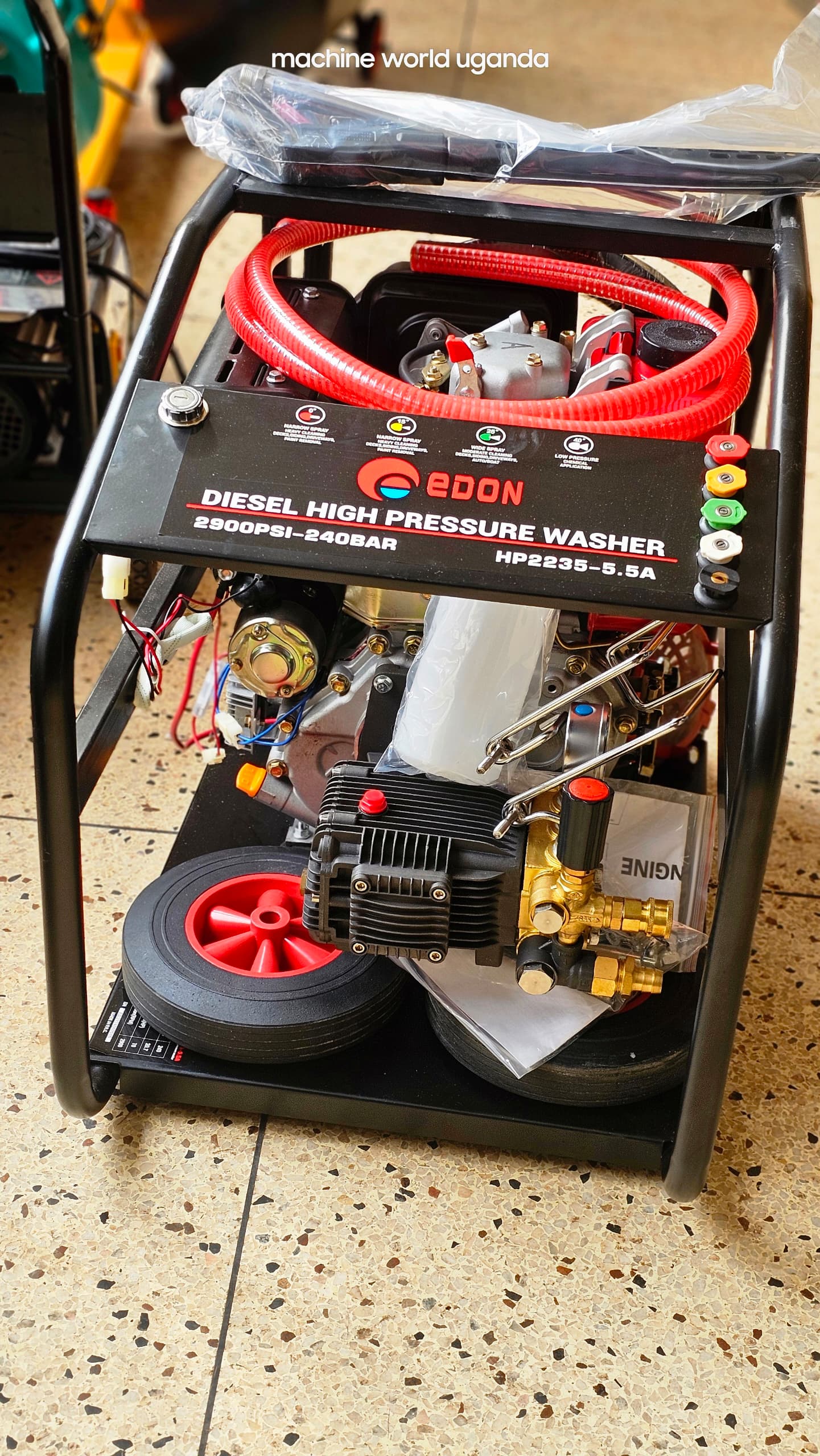 Price in Uganda for: Edon Pressure Washer Machine. UGX: 000. Diesel Washer Heavy Duty Diesel Engine Key Start And Recoil Start for Sale in Kampala Uganda. Equipment For Cleaning Cars, Homes, Commercial Spaces, Machinery And Surfaces. Machine World Uganda Importer, Supplier, Distributor, Assembler and Installer of Domestic And Commercial Cleaning Equipment/Industrial Machinery in Kampala-Uganda, East Africa: Kigali-Rwanda, Nairobi-Mombasa-Kenya, Juba-South Sudan, DRC-Congo, Tanzania. Ugabox Machinery Marketing Platform Uganda | Ugabox.com