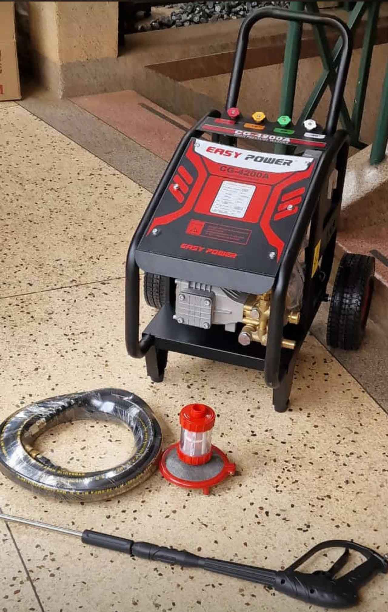 Price in Uganda for: High Pressure Washer Machine. UGX: 3,000,000. High Pressure Car Washer 4200 psi 4KW Motor (Heavy Duty) for Sale in Kampala Uganda. Equipment For Cleaning Cars, Homes, Commercial Spaces, Machinery And Surfaces. Machine World Uganda Importer, Supplier, Distributor, Assembler and Installer of Domestic And Commercial Cleaning Equipment/Industrial Machinery in Kampala-Uganda, East Africa: Kigali-Rwanda, Nairobi-Mombasa-Kenya, Juba-South Sudan, DRC-Congo, Tanzania. Ugabox Machinery Marketing Platform Uganda | Ugabox.com