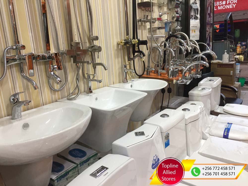 Sanitaryware in Uganda, Toilet & Bathroom Fittings and Accessories in Uganda, Topline Allied Stores Uganda for Supply of: Plumbing Materials, Building Materials, Kitchen Furnishing, Tiles, Ceramics and General Hardware in Nakasero Kampala Uganda, Ugabox