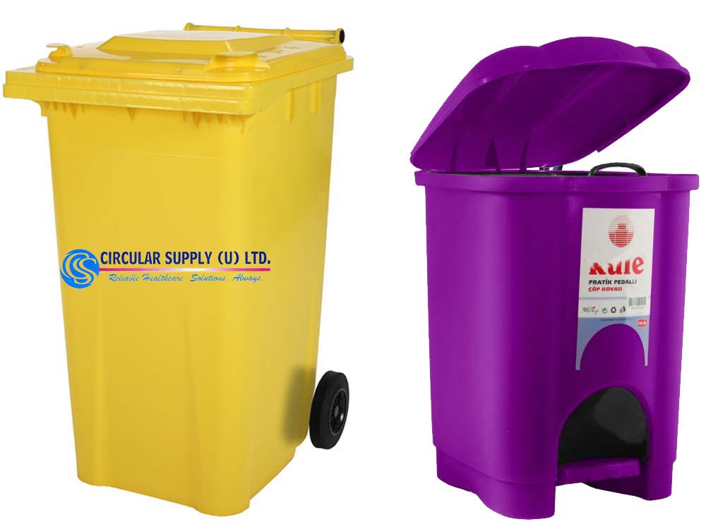 Plastic Waste Bins for Sale in Kampala Uganda. Plastic Trash Bins, Waste Disposal Equipment Uganda, Medical Supply, Medical Equipment, Hospital, Clinic & Medicare Equipment Kampala Uganda. Circular Supply Uganda, Ugabox