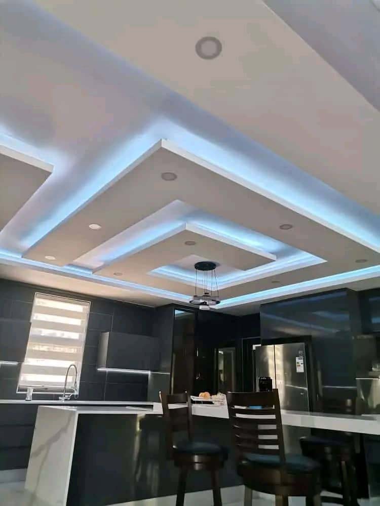 Gypsum ceiling design in Kampala Uganda. Stylish modern gypsum design installation in Uganda. Trust Interiors Uganda. Leading interior design company in Uganda. Services: Interior design services, installation services, manufacturing of modern stylish furniture products in Uganda, East Africa. ugabox.com
