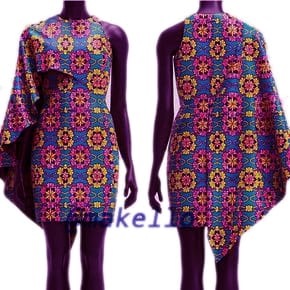 Body Hugging Knee Length Cape Kitenge Dress Uganda, African Fashion Uganda, African Wear, African Prints, Kitenge Fashion Uganda, African Stylish Dresses in Uganda, African Design Fashion, At Makello Fashion Shop Kampala Uganda, Ugabox