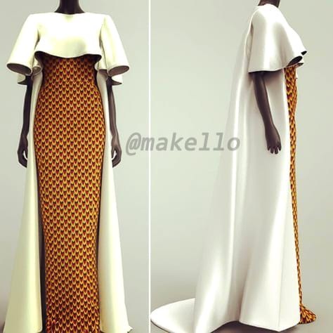 Long Fitting Cape Dress Mixed with African Fabric Uganda, African Fashion Uganda, African Wear, African Prints, Kitenge Fashion Uganda, African Stylish Dresses in Uganda, African Design Fashion, At Makello Fashion Shop Kampala Uganda, Ugabox